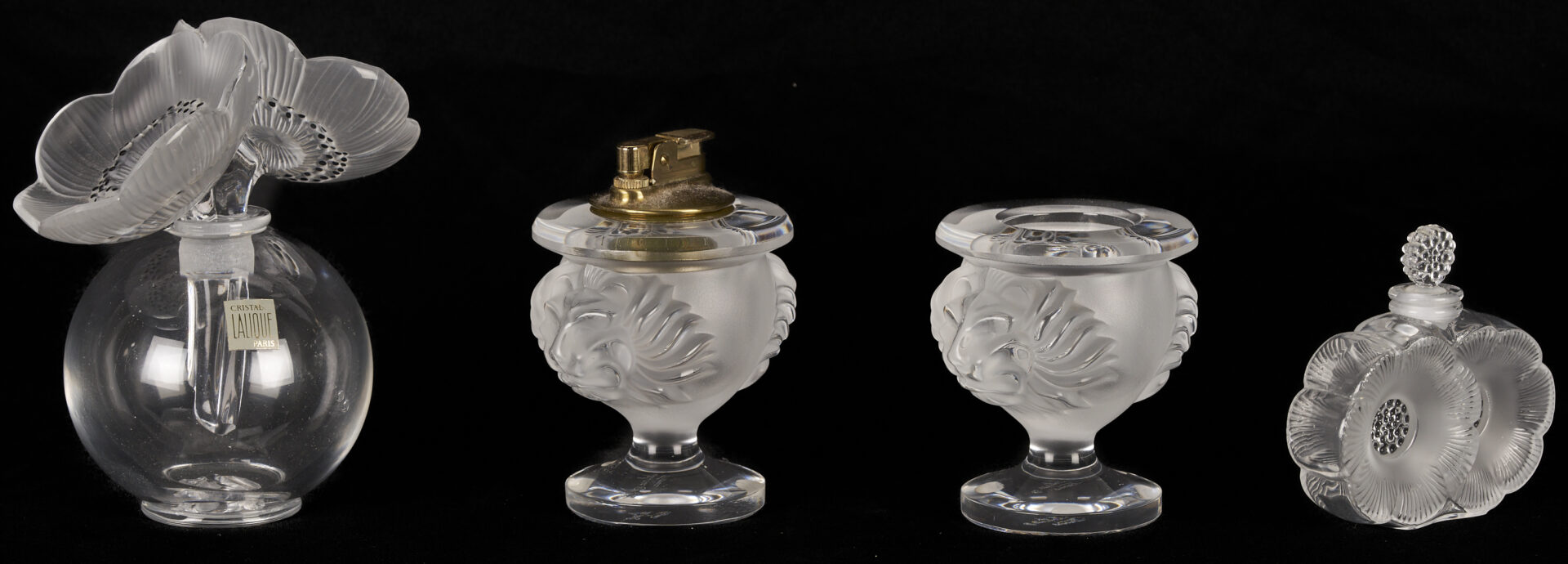Lot 759: 12 Lalique Glass Items, incl. Pin Trays, Perfume Bottles