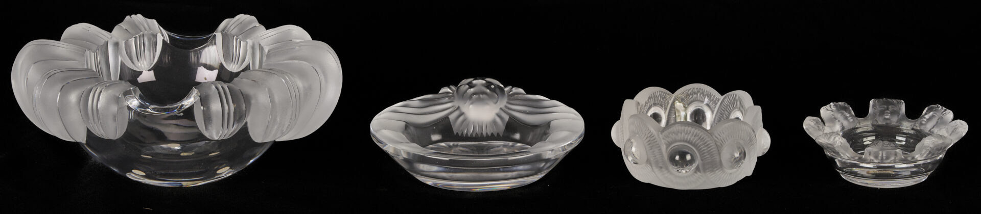 Lot 759: 12 Lalique Glass Items, incl. Pin Trays, Perfume Bottles