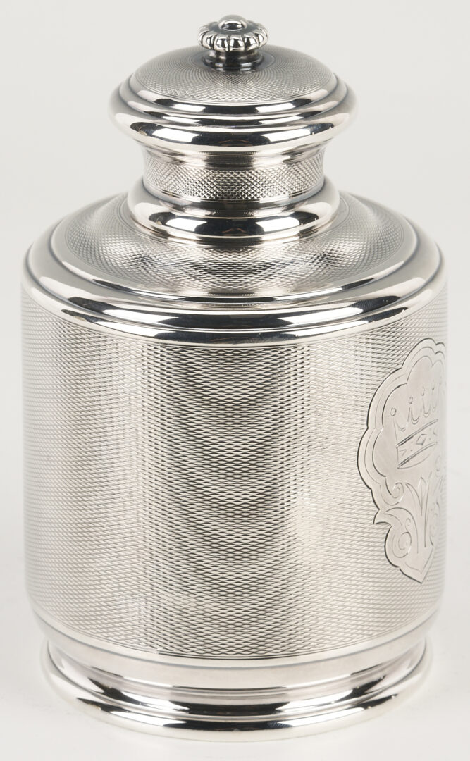 Lot 75: 19th C. Russian Silver Tea Caddy plus Christofle S/P Tea Caddy