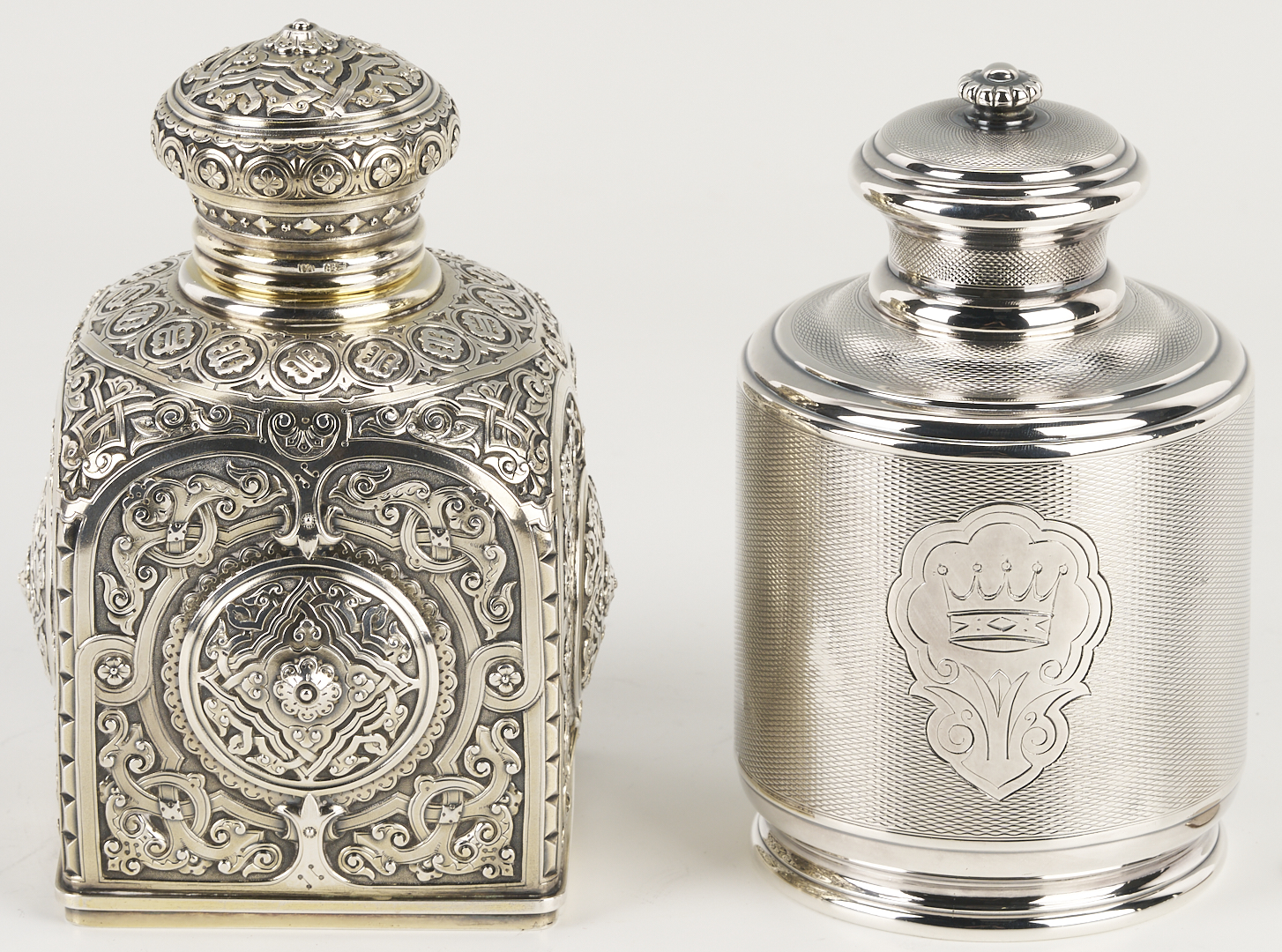 Lot 75: 19th C. Russian Silver Tea Caddy plus Christofle S/P Tea Caddy