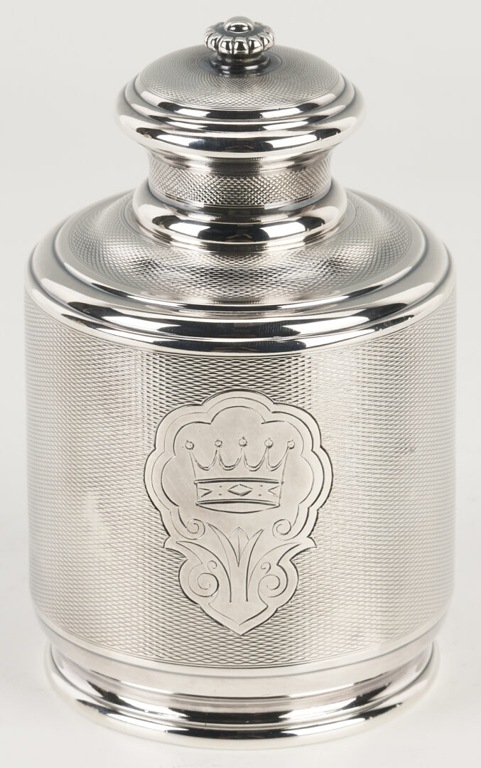 Lot 75: 19th C. Russian Silver Tea Caddy plus Christofle S/P Tea Caddy