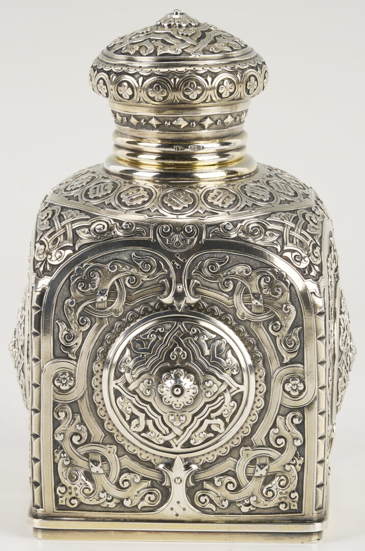 Lot 75: 19th C. Russian Silver Tea Caddy plus Christofle S/P Tea Caddy