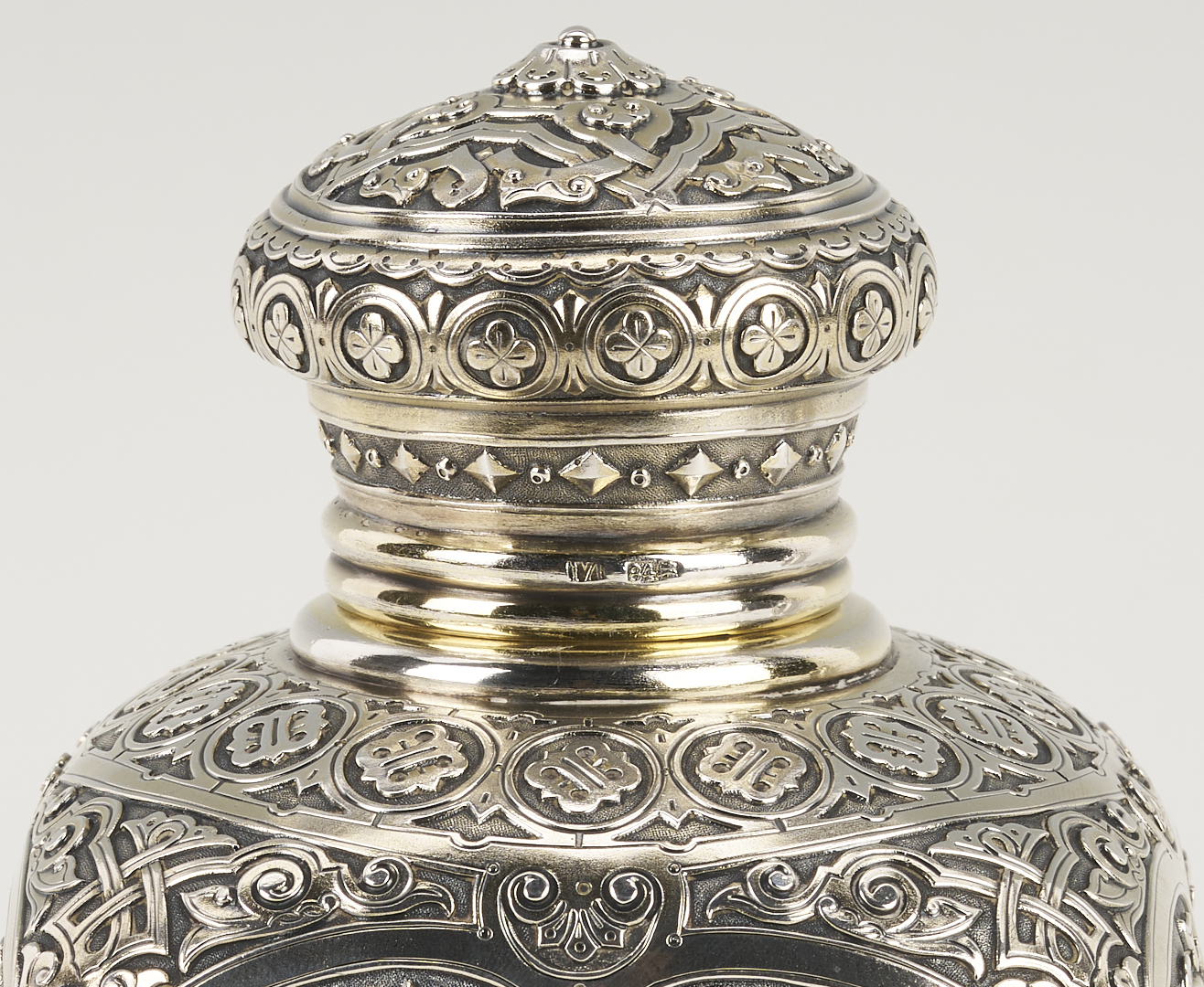Lot 75: 19th C. Russian Silver Tea Caddy plus Christofle S/P Tea Caddy