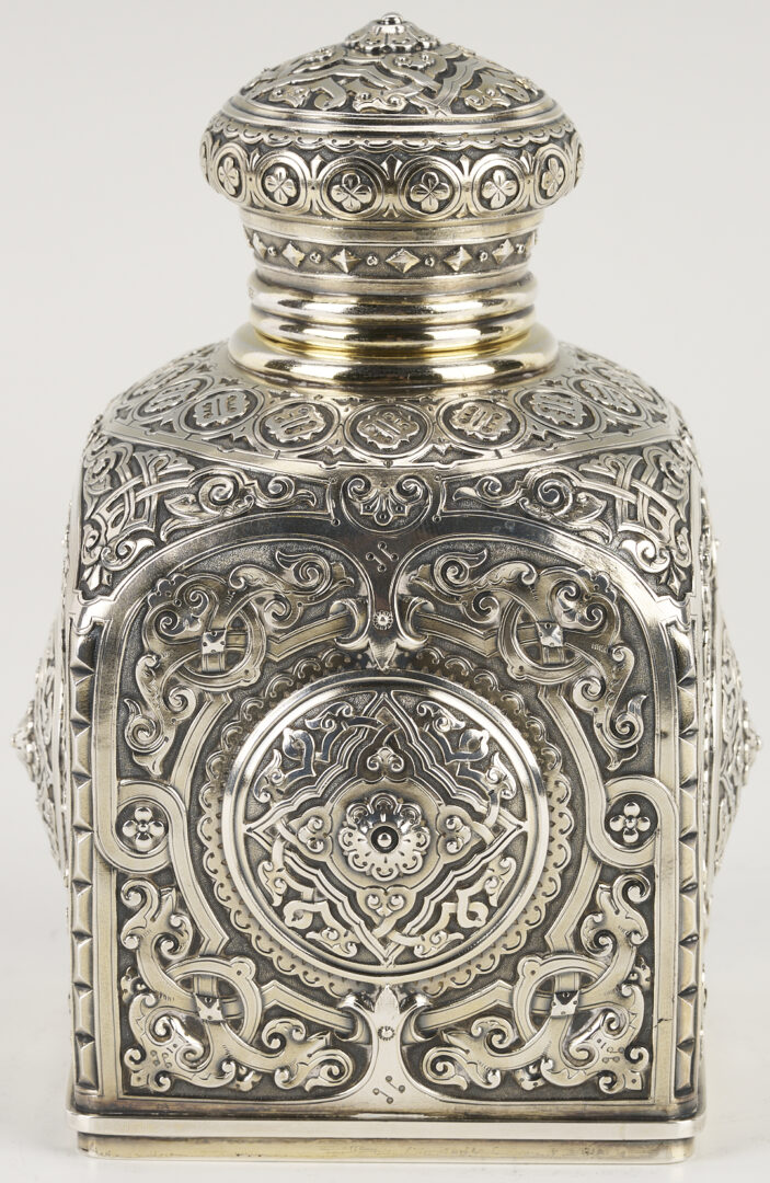 Lot 75: 19th C. Russian Silver Tea Caddy plus Christofle S/P Tea Caddy