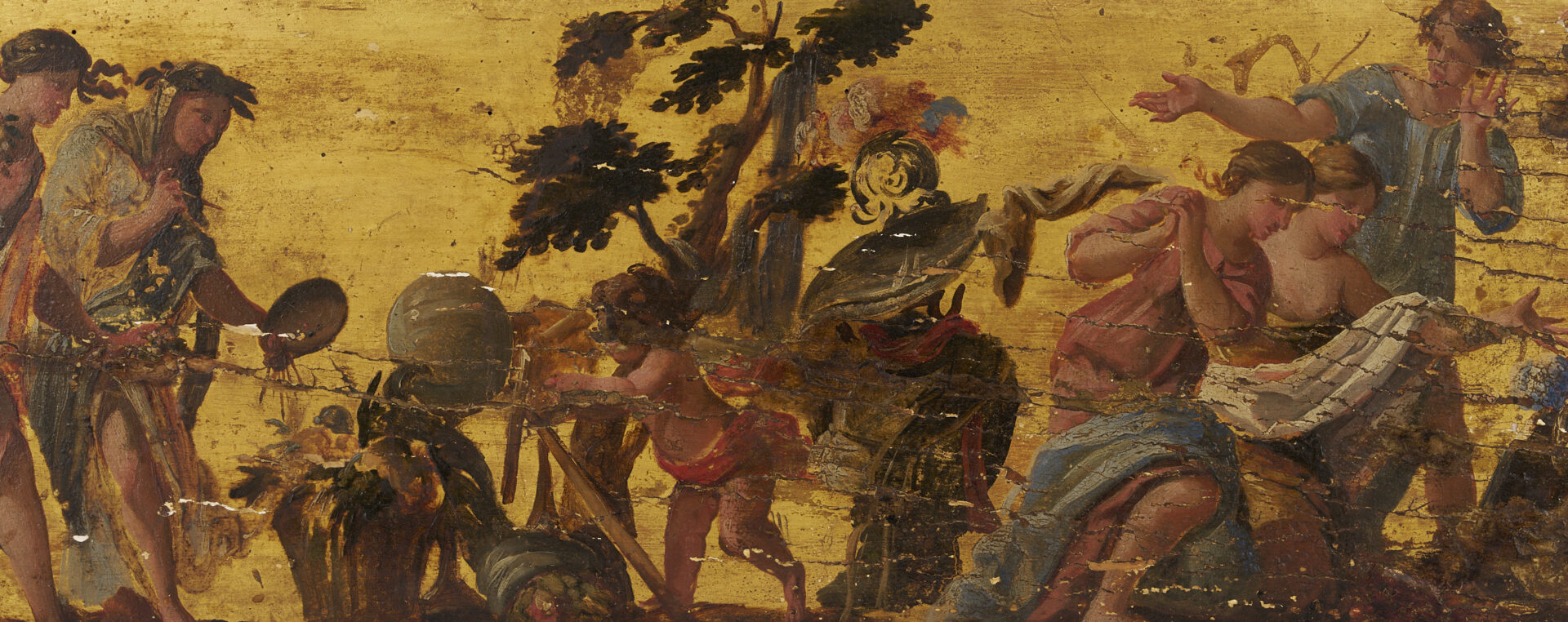 Lot 765: 18th C. Fresco with Putti, Allegory of Painting