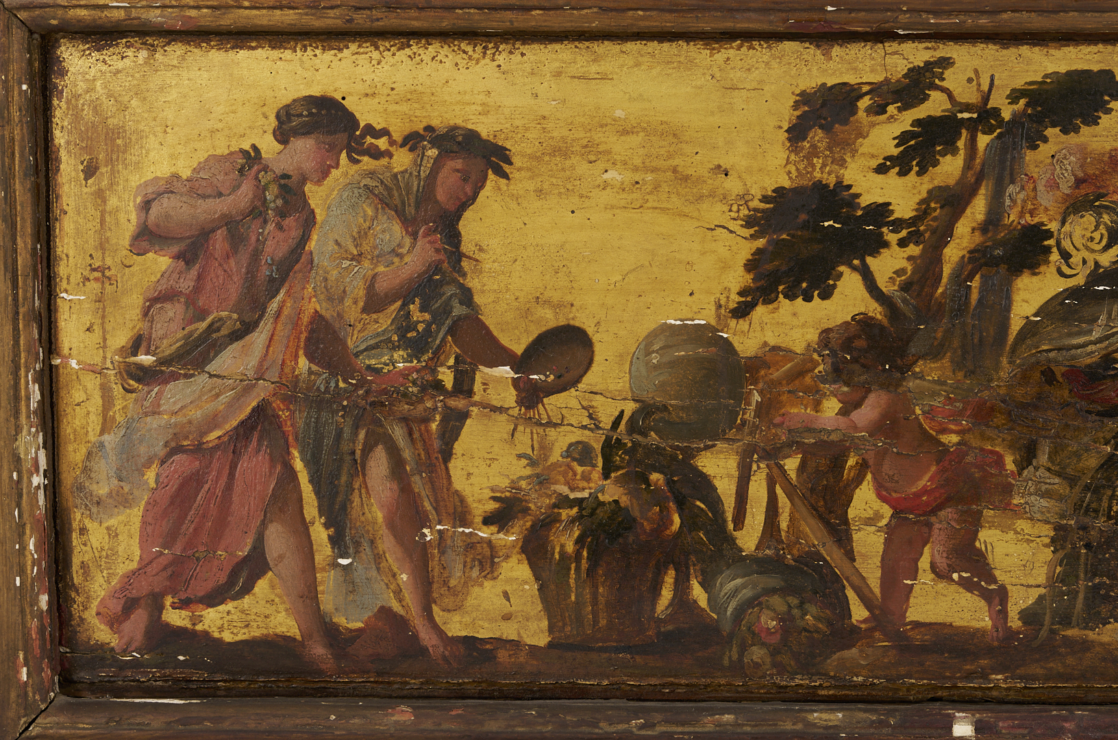 Lot 765: 18th C. Fresco with Putti, Allegory of Painting