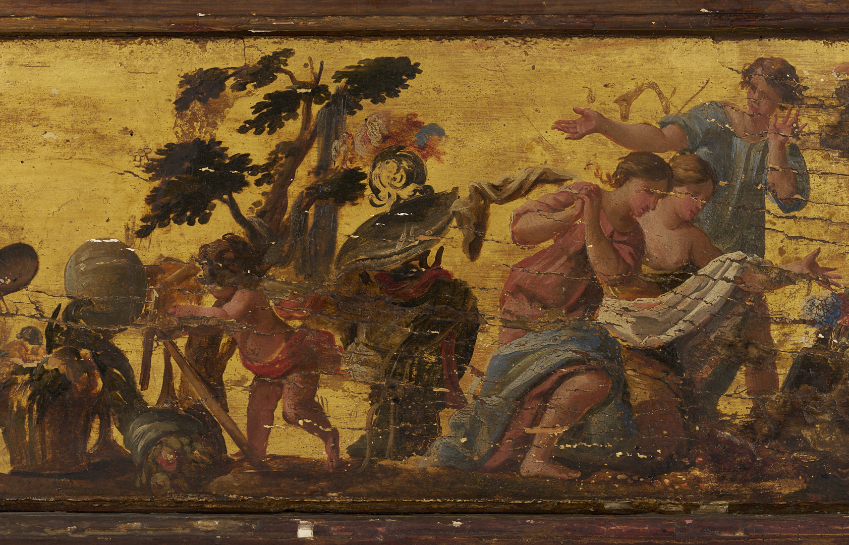 Lot 765: 18th C. Fresco with Putti, Allegory of Painting
