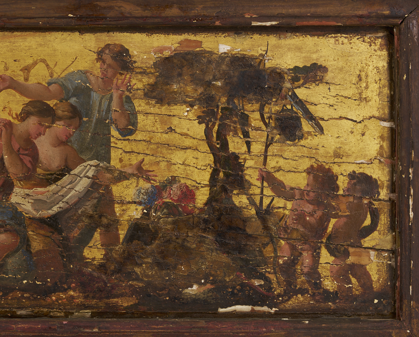 Lot 765: 18th C. Fresco with Putti, Allegory of Painting