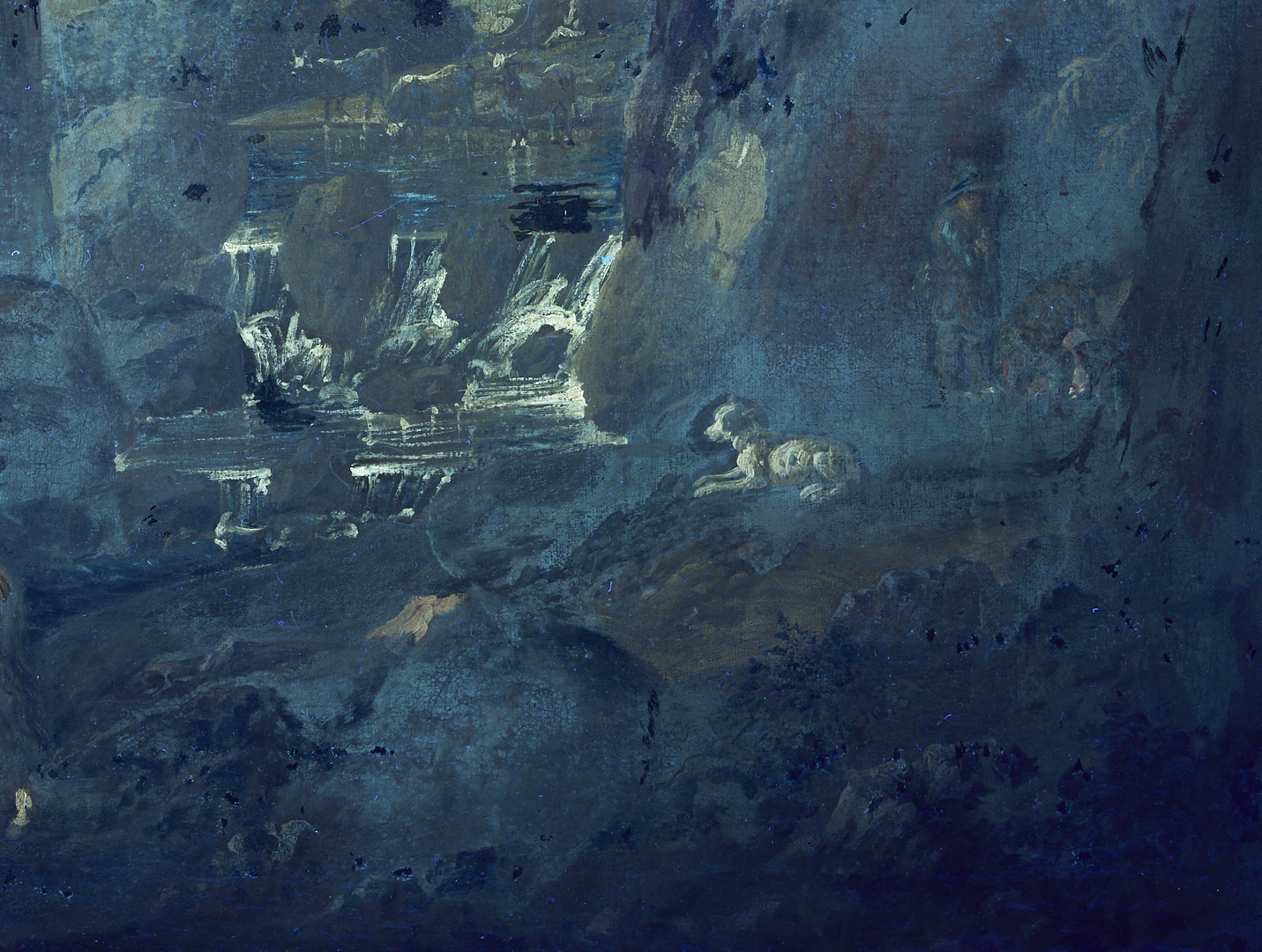 Lot 766: Continental 18th C. Landscape Painting w/ Dogs, Horses & Rider