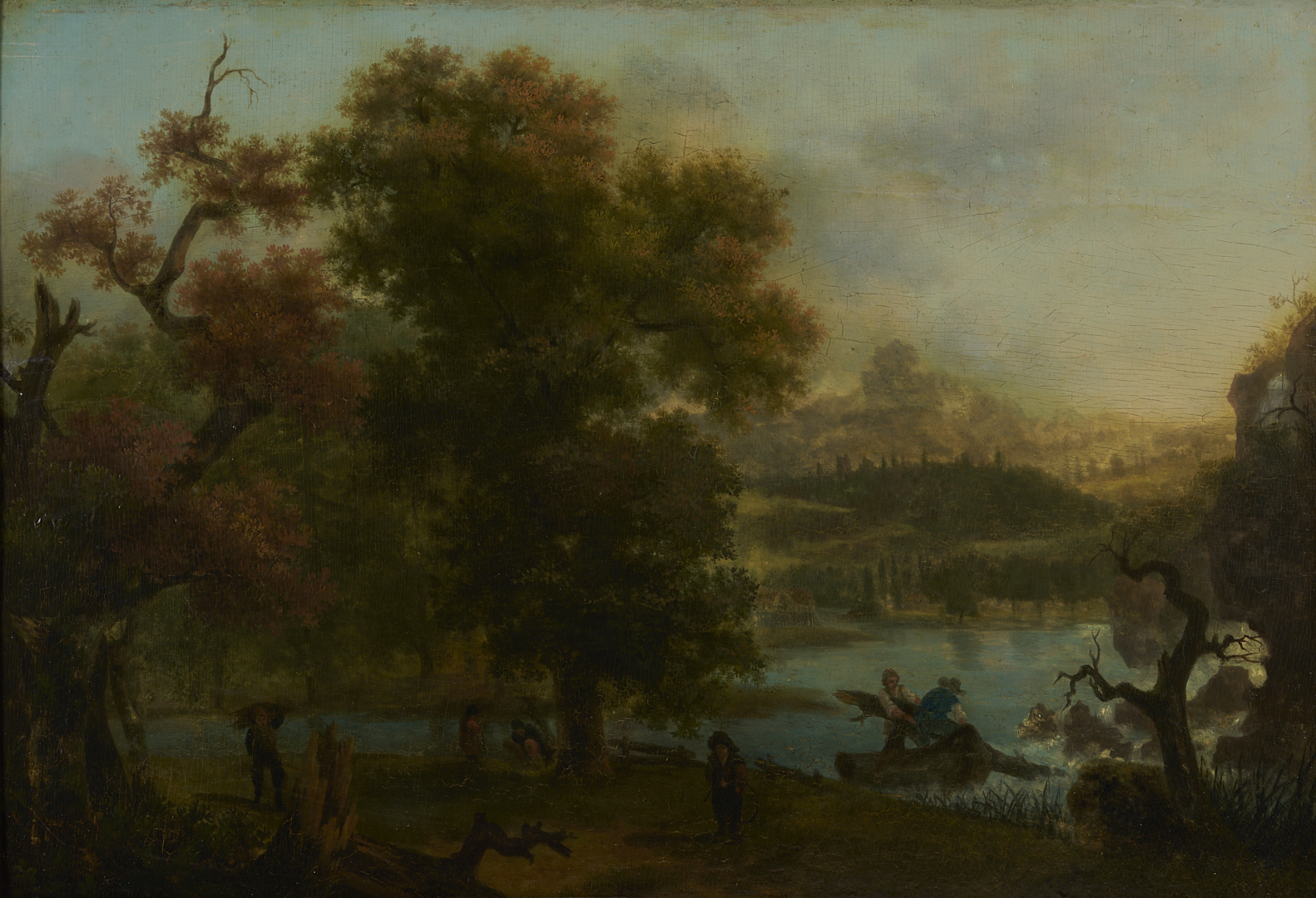 Lot 767: Continental School Oil on Panel Landscape Painting