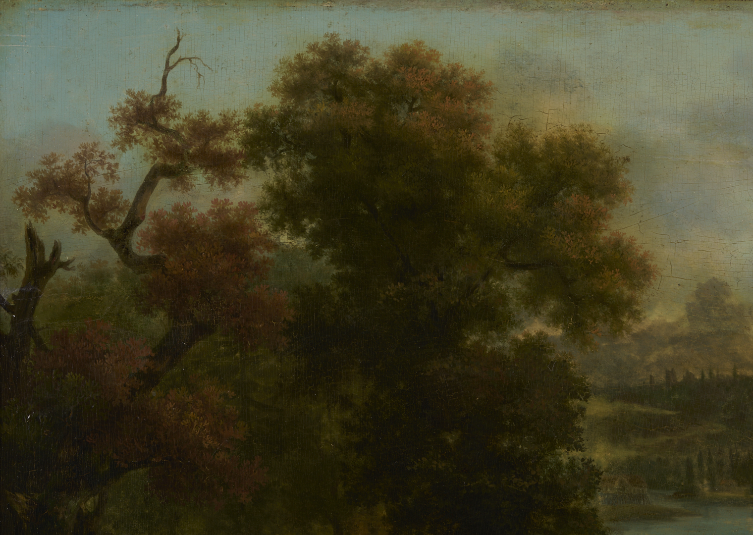 Lot 767: Continental School Oil on Panel Landscape Painting