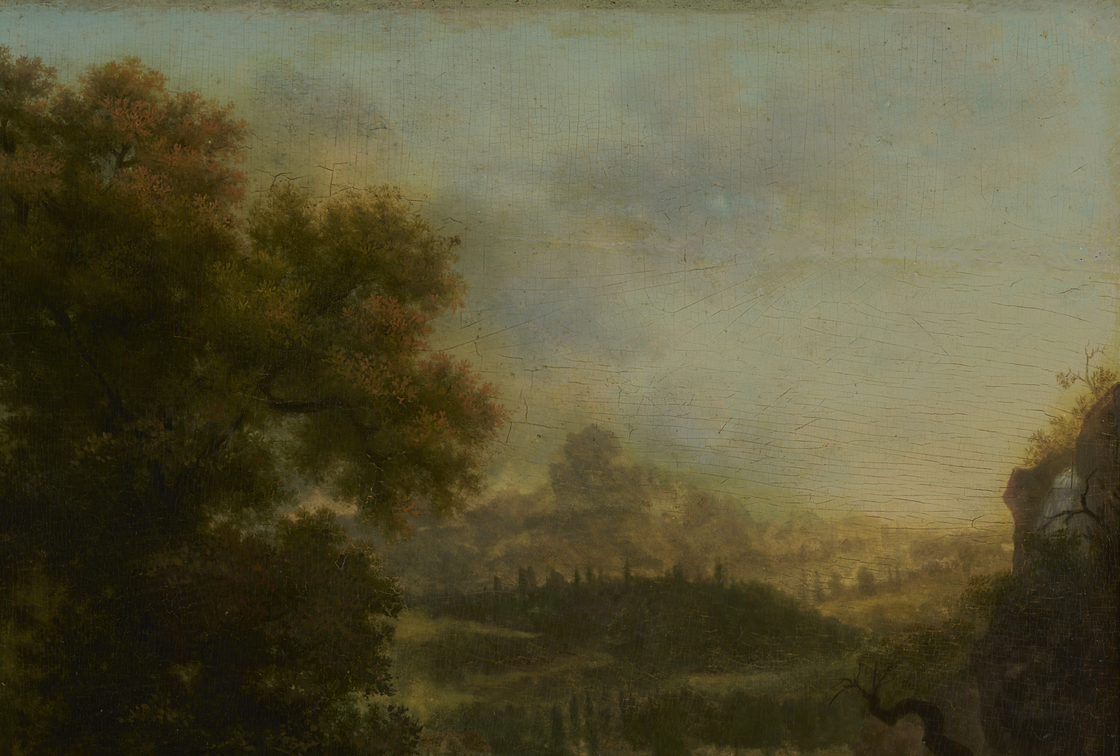 Lot 767: Continental School Oil on Panel Landscape Painting