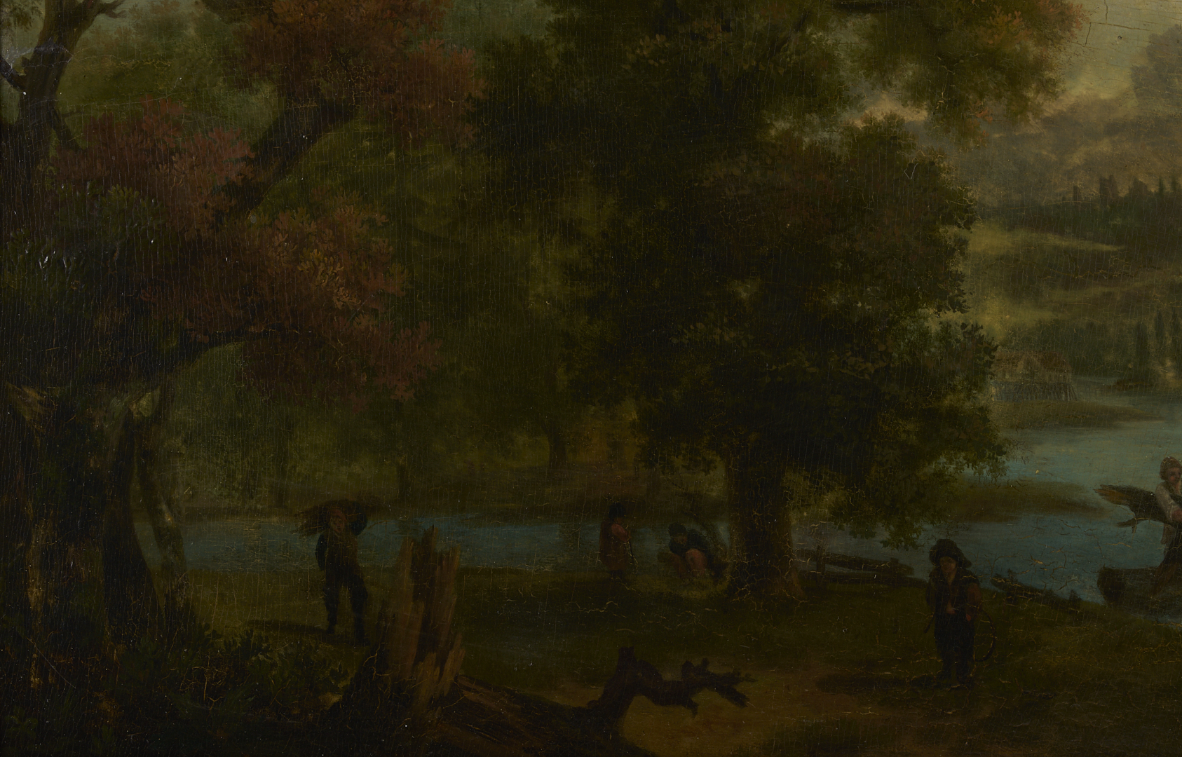 Lot 767: Continental School Oil on Panel Landscape Painting