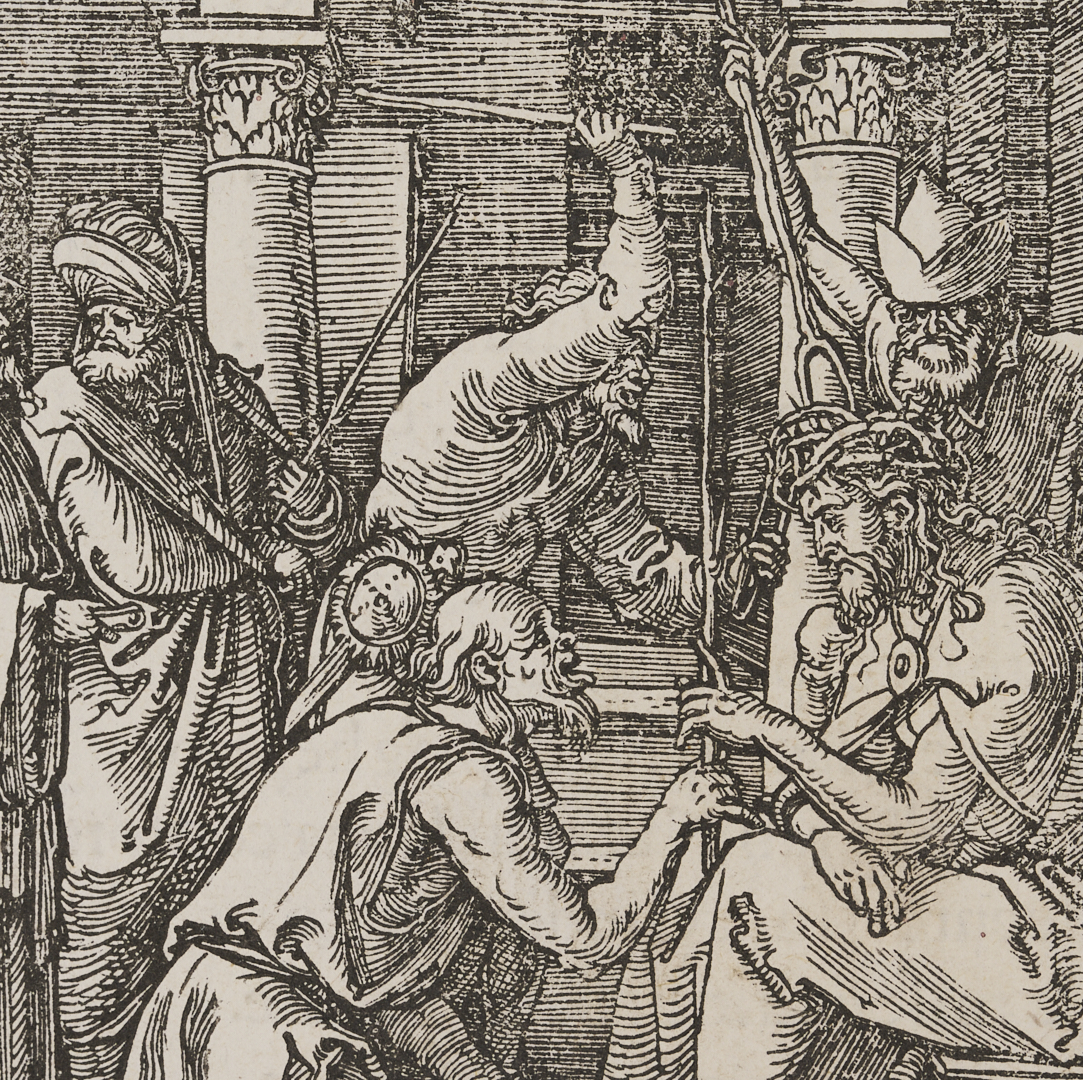 Lot 769: Albrecht Durer Woodcut, Christ Crowned w/ Thorns from The Small Passion