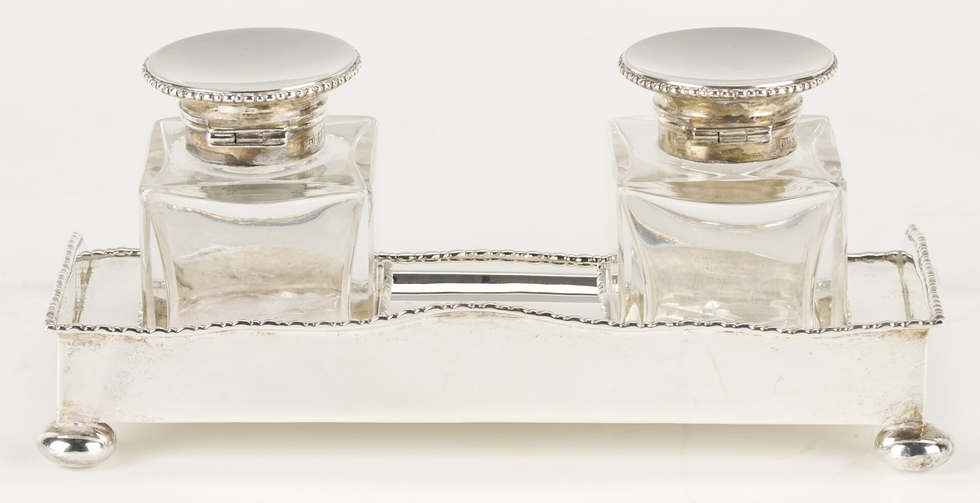Lot 76: Scottish Sterling Inkstand & French Sterling Beaker
