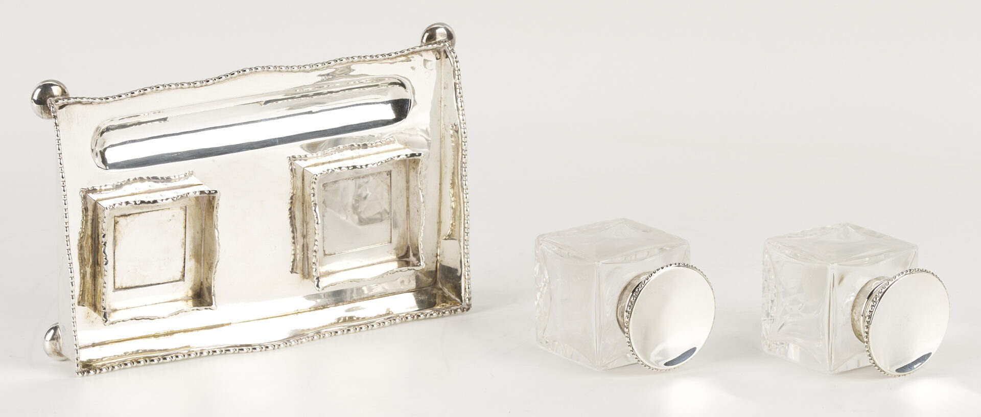 Lot 76: Scottish Sterling Inkstand & French Sterling Beaker