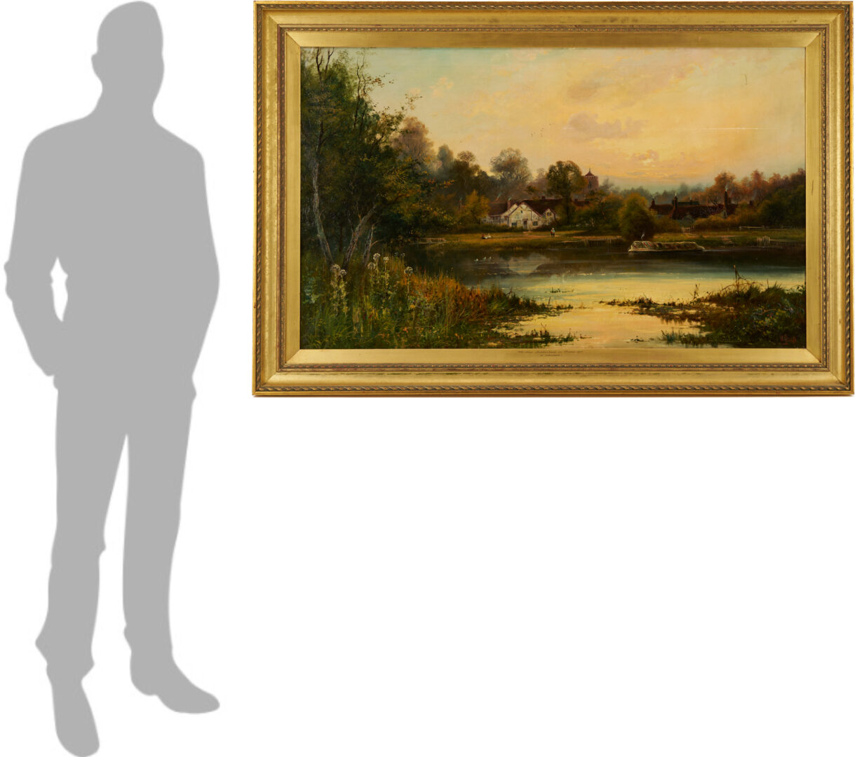 Lot 770: Large W. George English Landscape Oil, Near Maidenhead on Thames