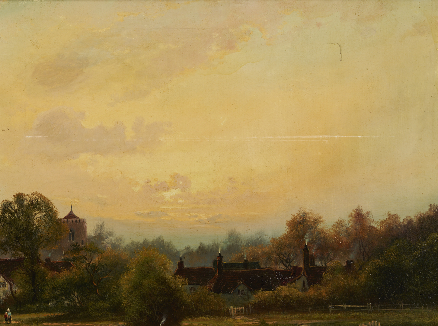 Lot 770: Large W. George English Landscape Oil, Near Maidenhead on Thames