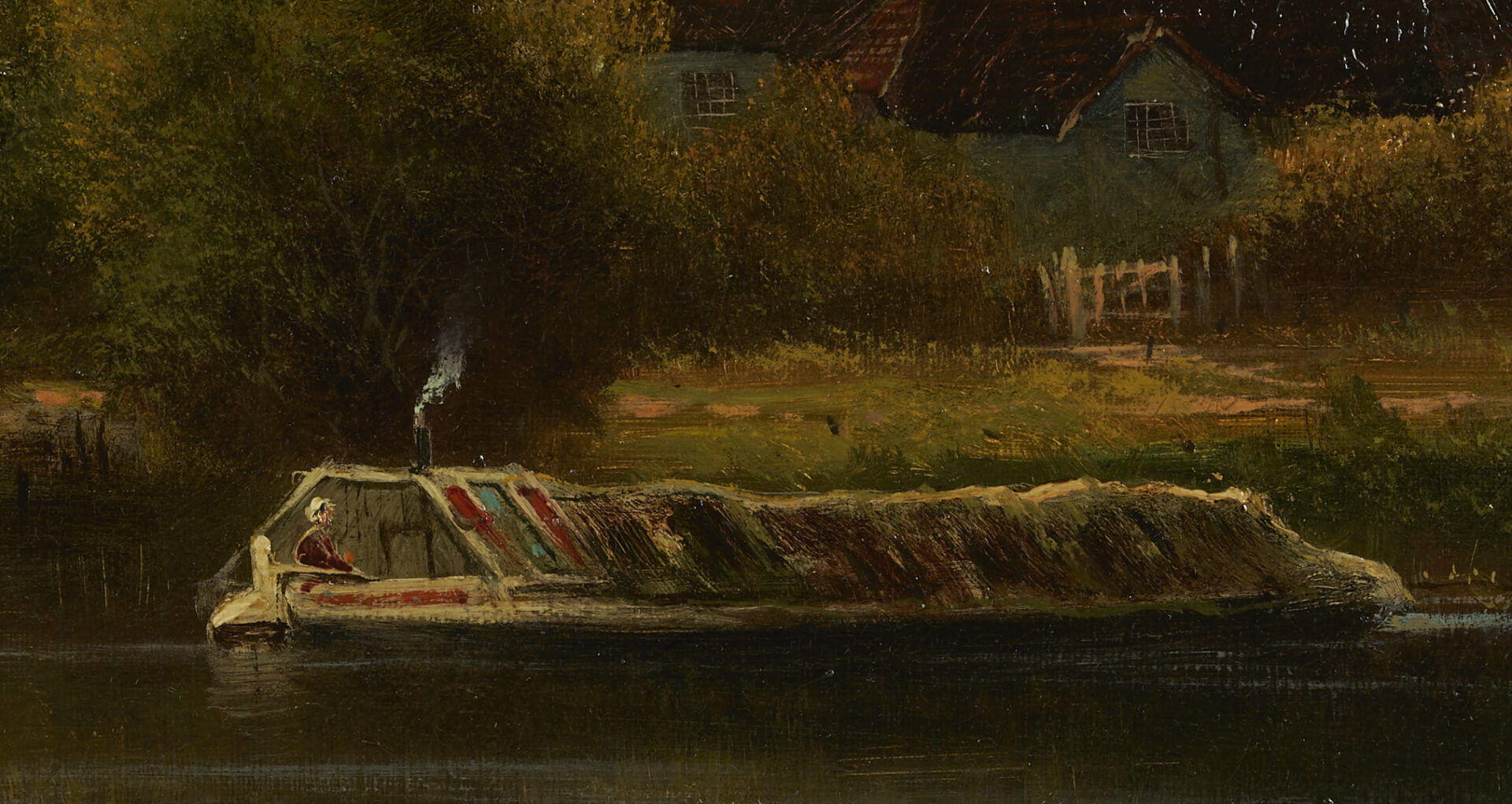 Lot 770: Large W. George English Landscape Oil, Near Maidenhead on Thames