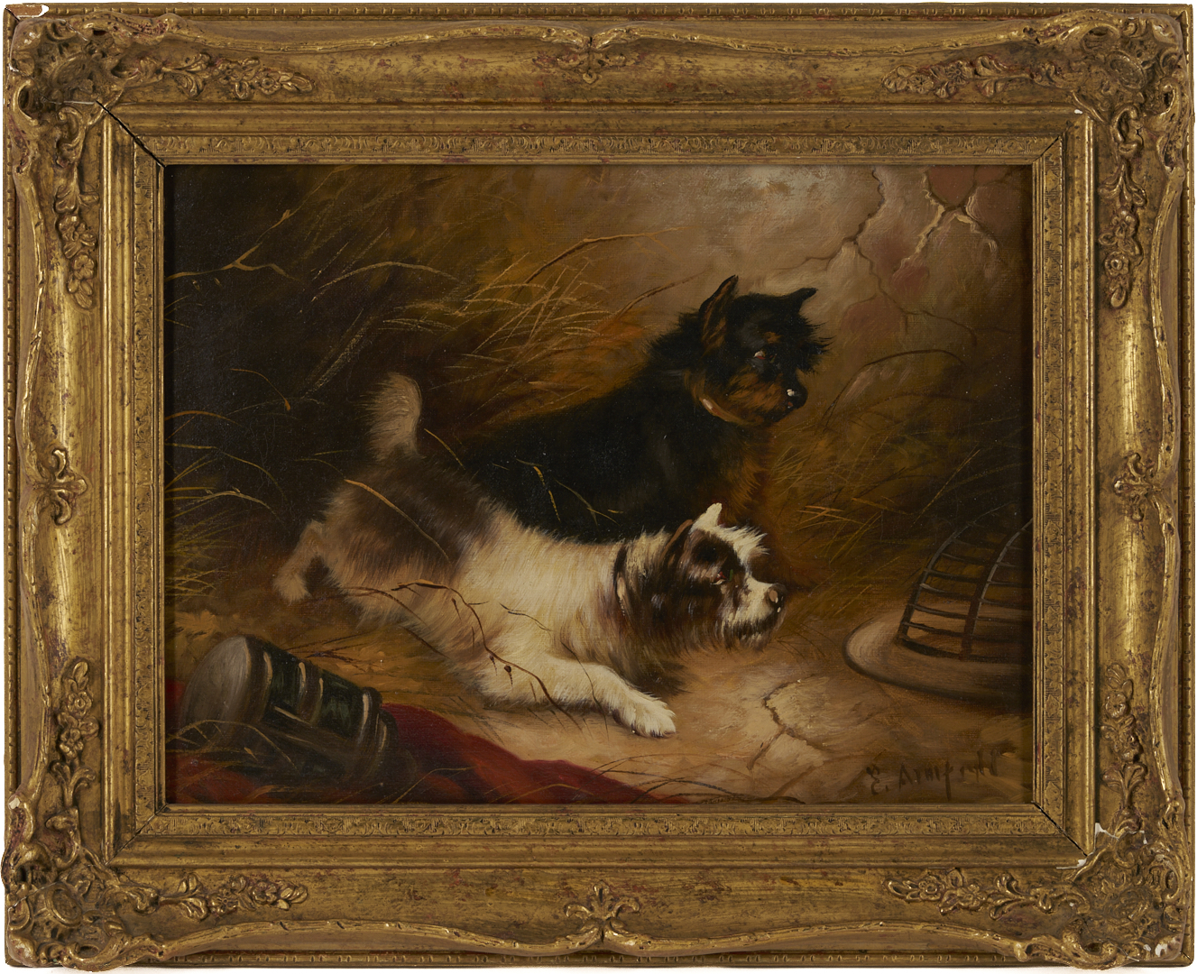 Lot 772: E. Armfield O/C of Terriers