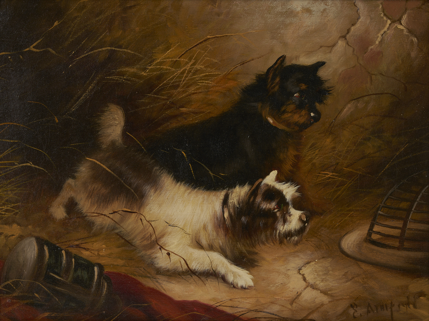Lot 772: E. Armfield O/C of Terriers
