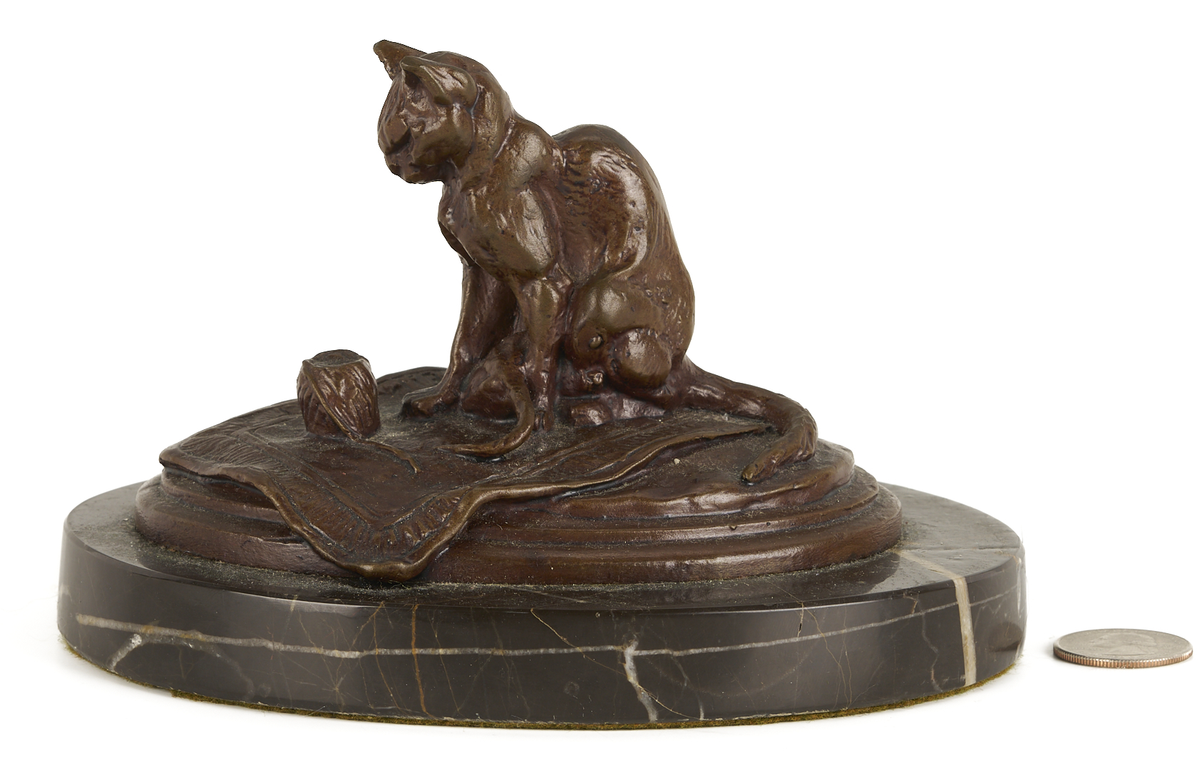 Lot 774: Emmanuel Fremiet Bronze Sculpture, Cat with Yarn