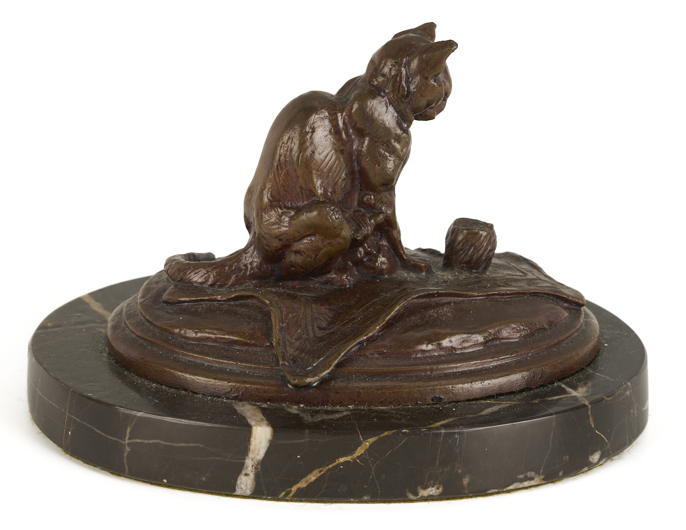Lot 774: Emmanuel Fremiet Bronze Sculpture, Cat with Yarn