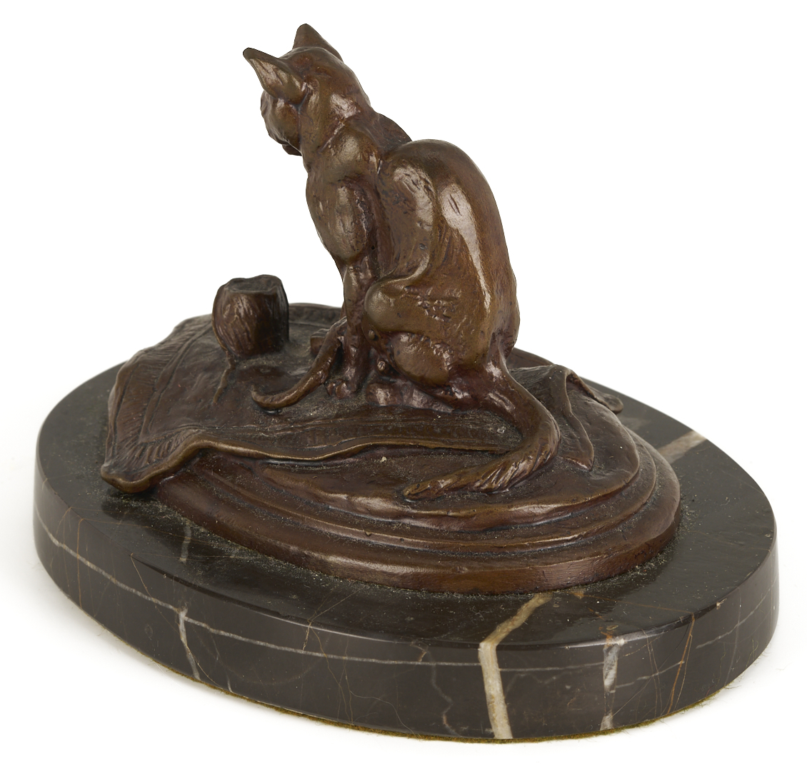Lot 774: Emmanuel Fremiet Bronze Sculpture, Cat with Yarn