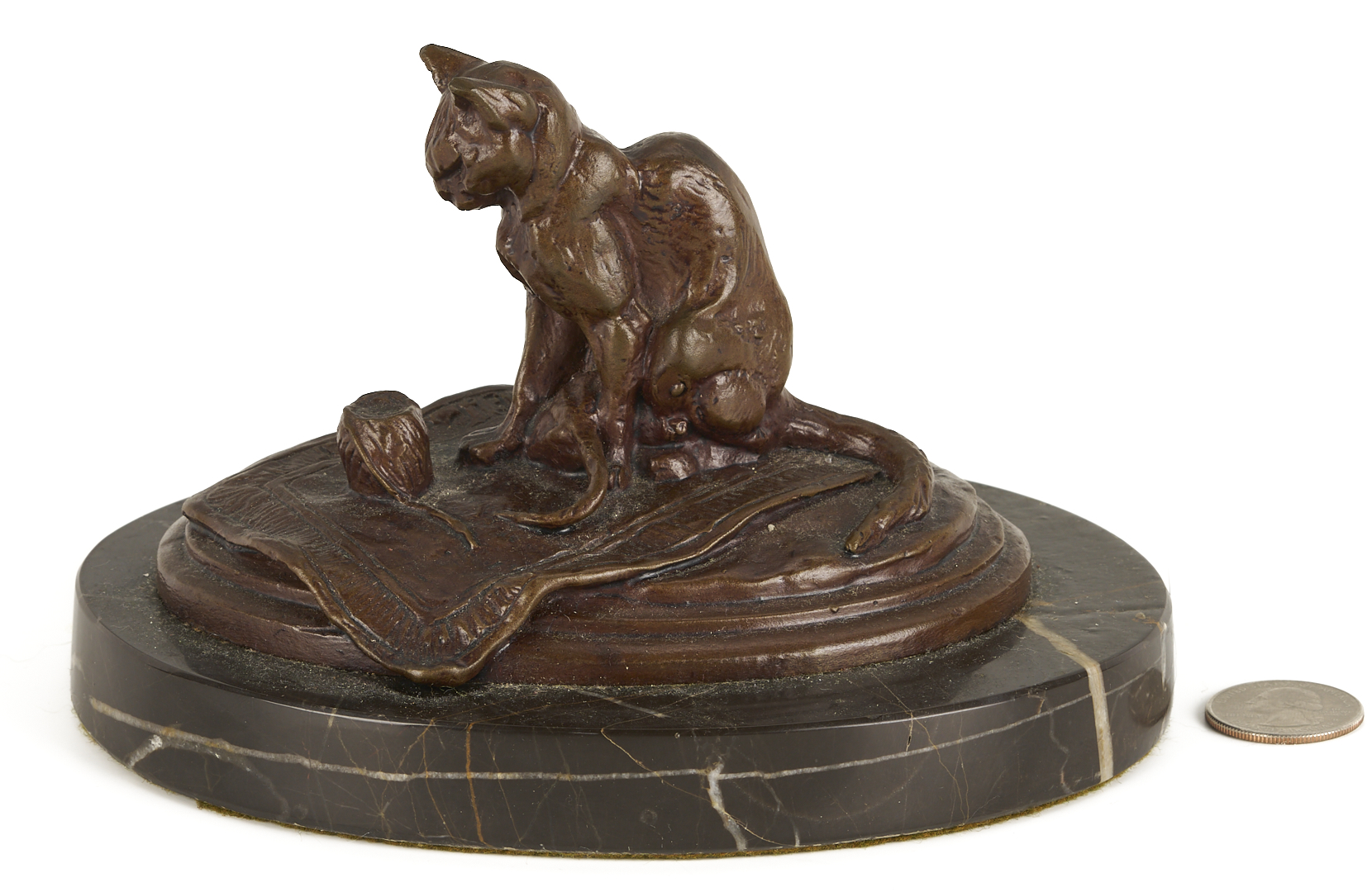 Lot 774: Emmanuel Fremiet Bronze Sculpture, Cat with Yarn