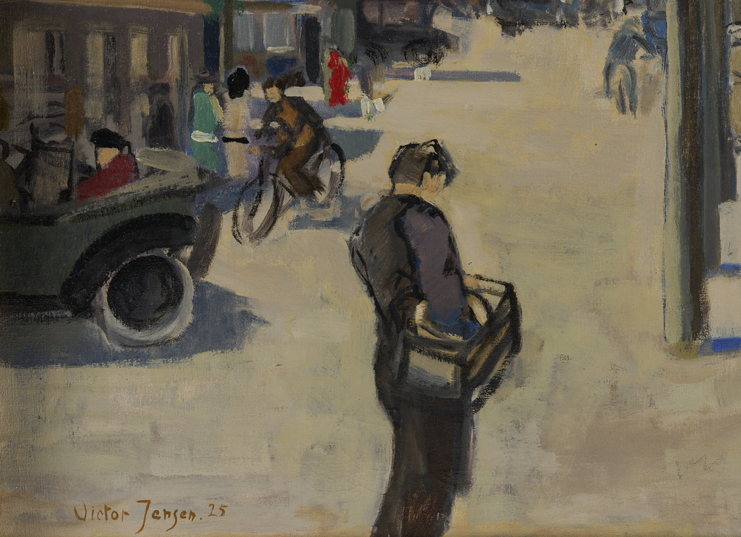 Lot 776: Victor Jensen O/C, 1920s Street Scene