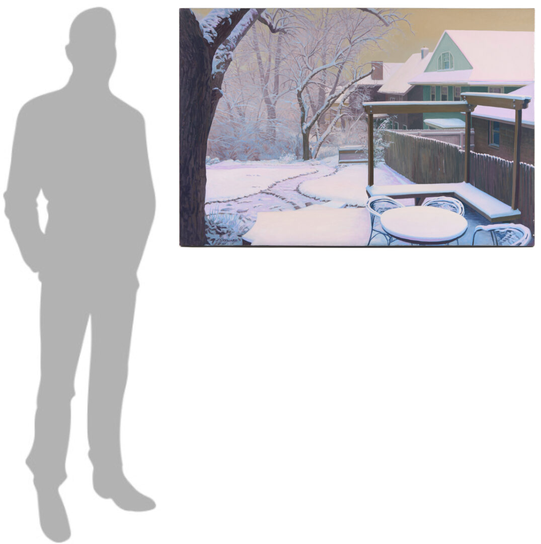 Lot 778: John Stewart O/C Painting, Snow Day