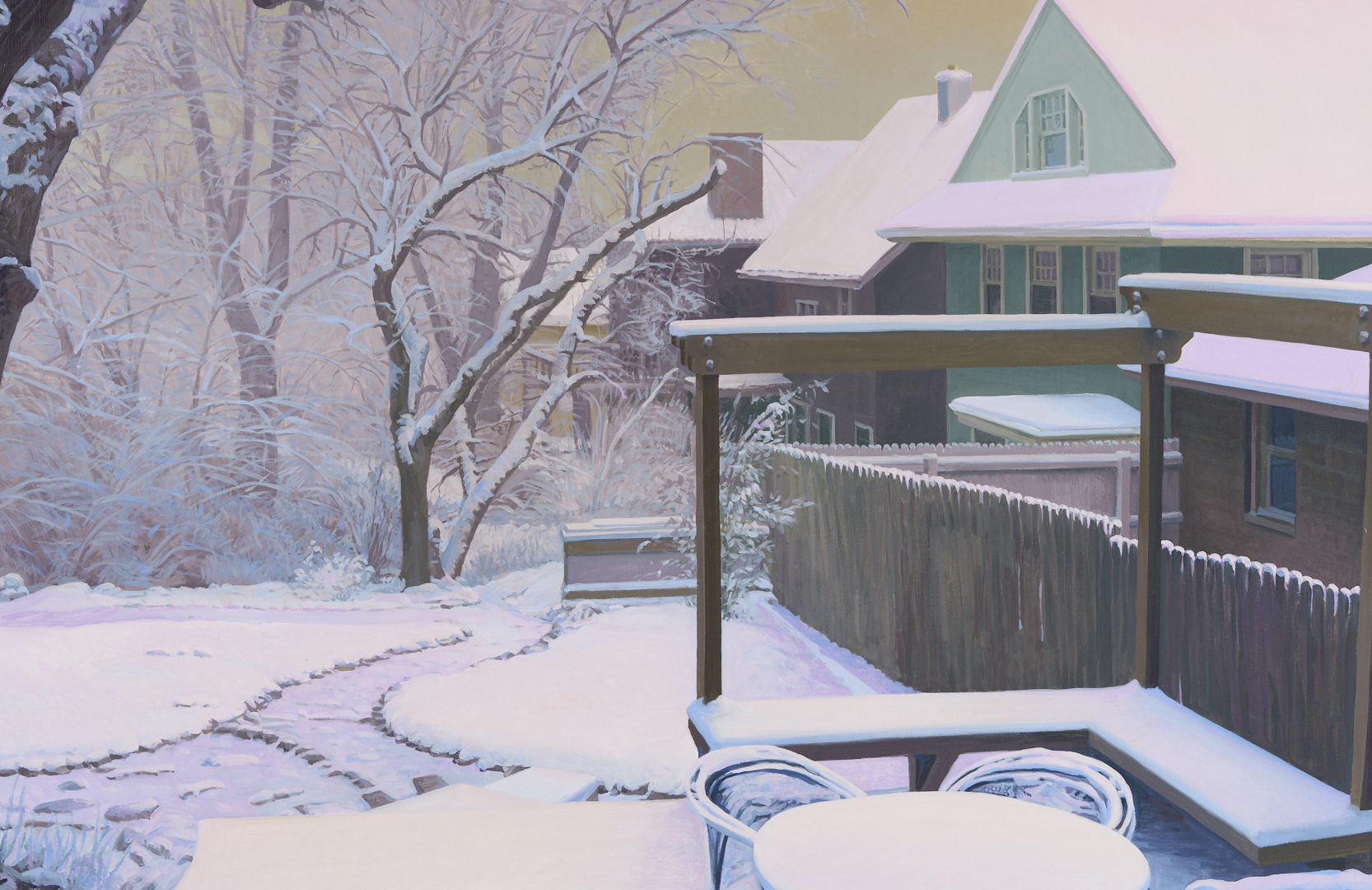 Lot 778: John Stewart O/C Painting, Snow Day