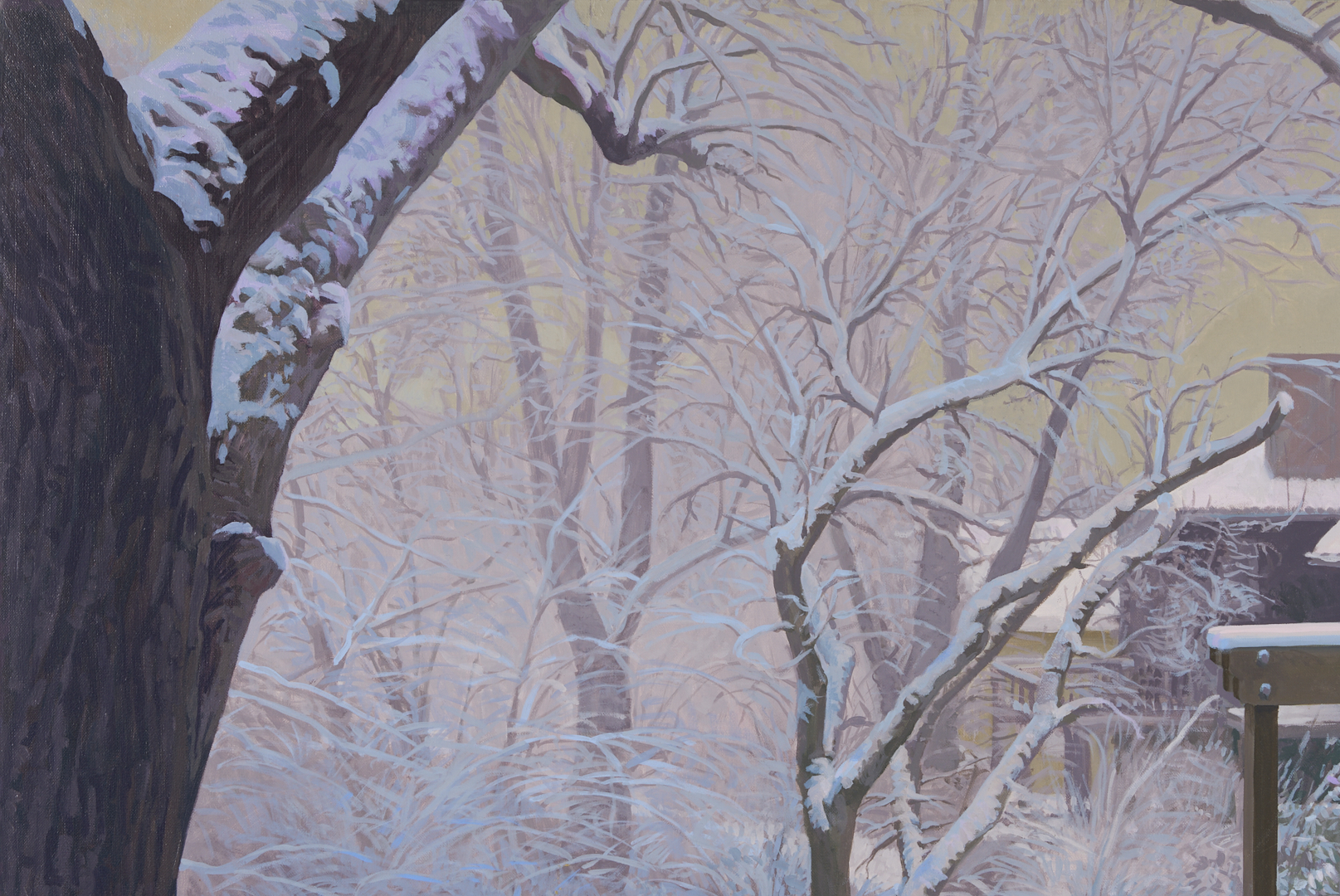 Lot 778: John Stewart O/C Painting, Snow Day
