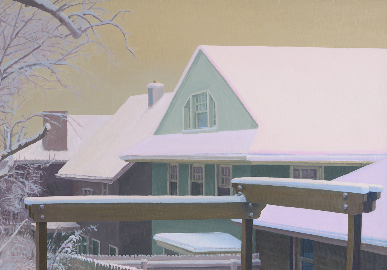 Lot 778: John Stewart O/C Painting, Snow Day