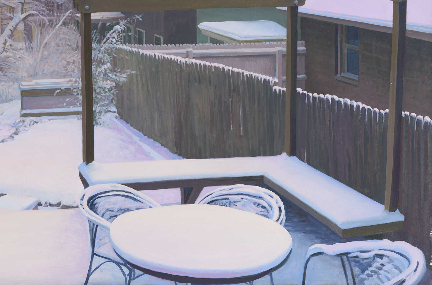 Lot 778: John Stewart O/C Painting, Snow Day