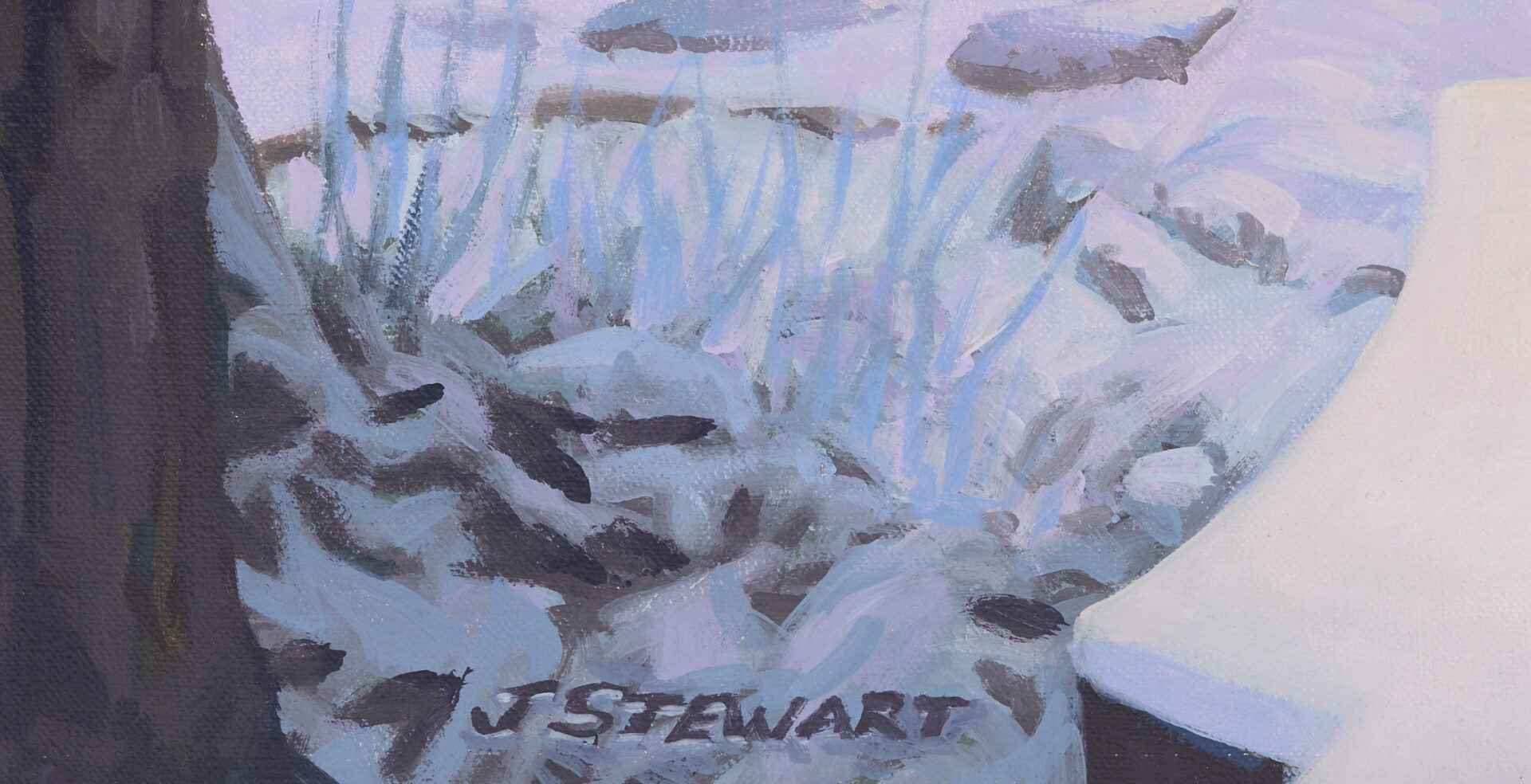 Lot 778: John Stewart O/C Painting, Snow Day