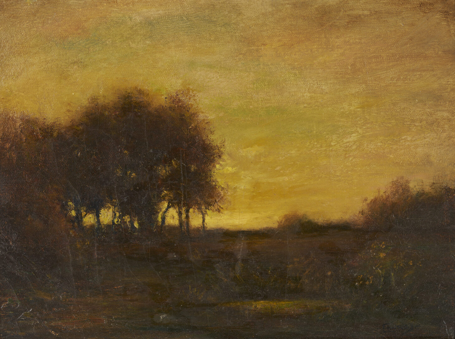 Lot 779: George Conroy O/C Tonalist Landscape Painting, Sunset