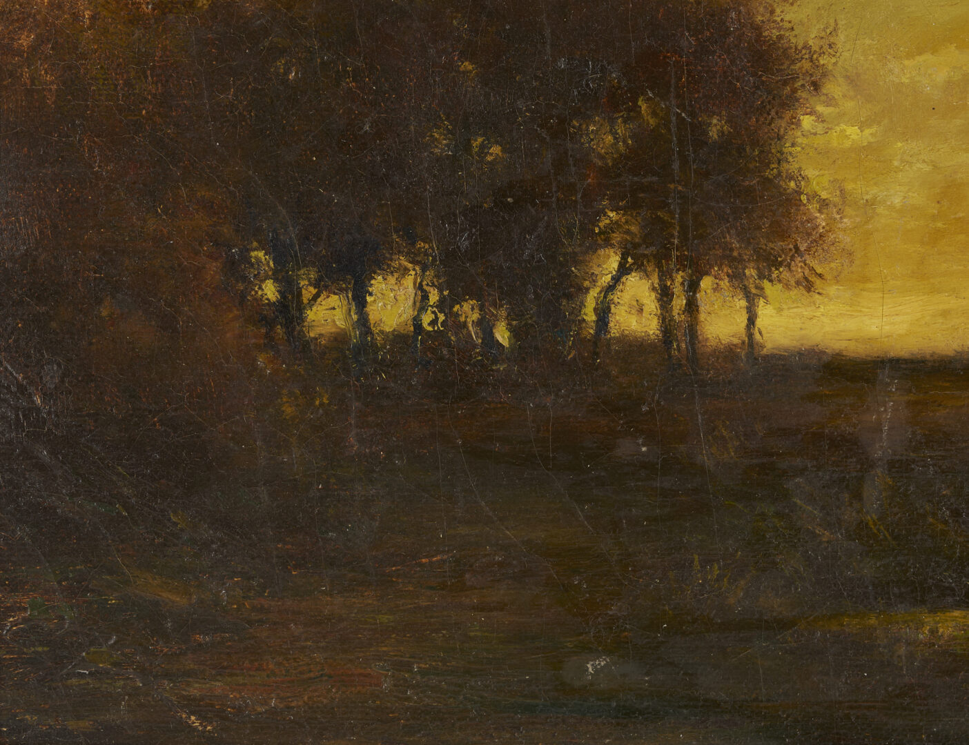 Lot 779: George Conroy O/C Tonalist Landscape Painting, Sunset