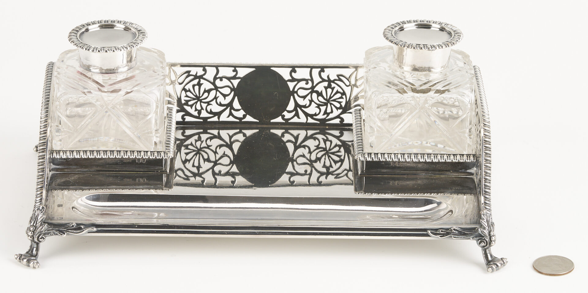 Lot 77: English Sterling Silver Inkstand