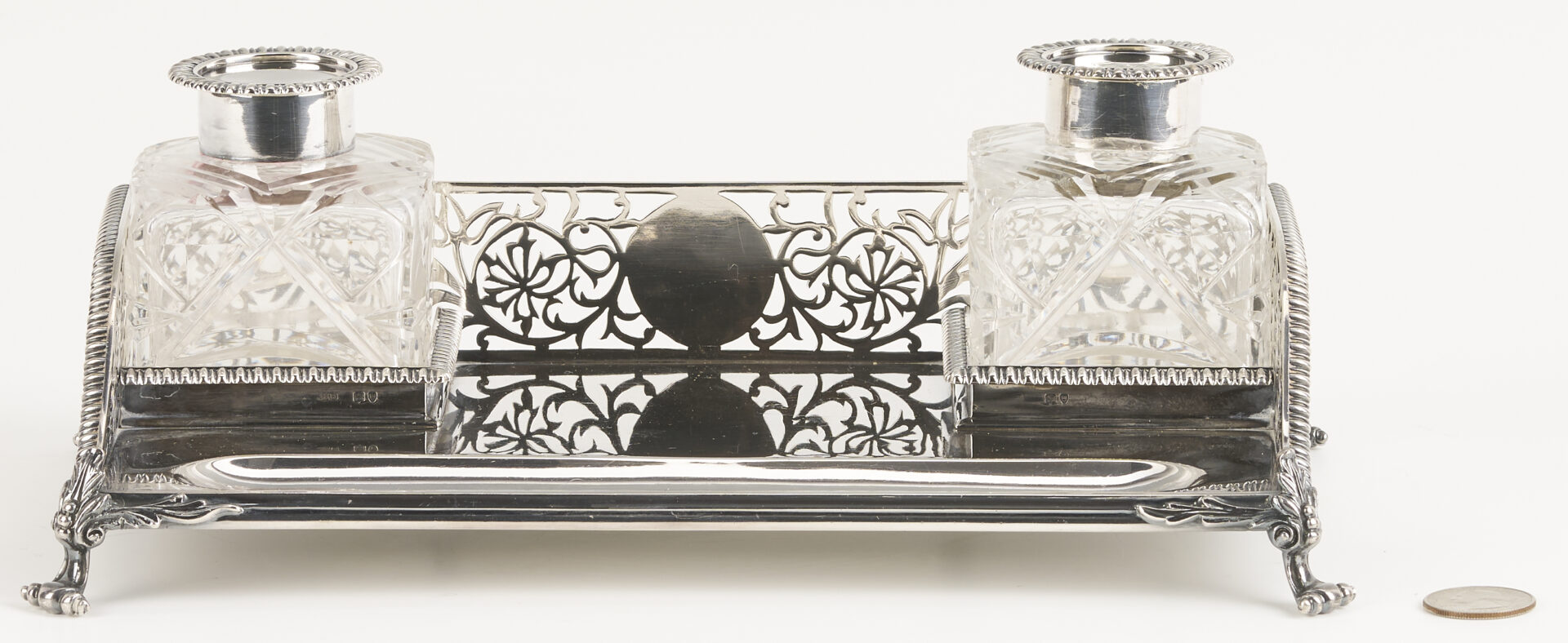 Lot 77: English Sterling Silver Inkstand