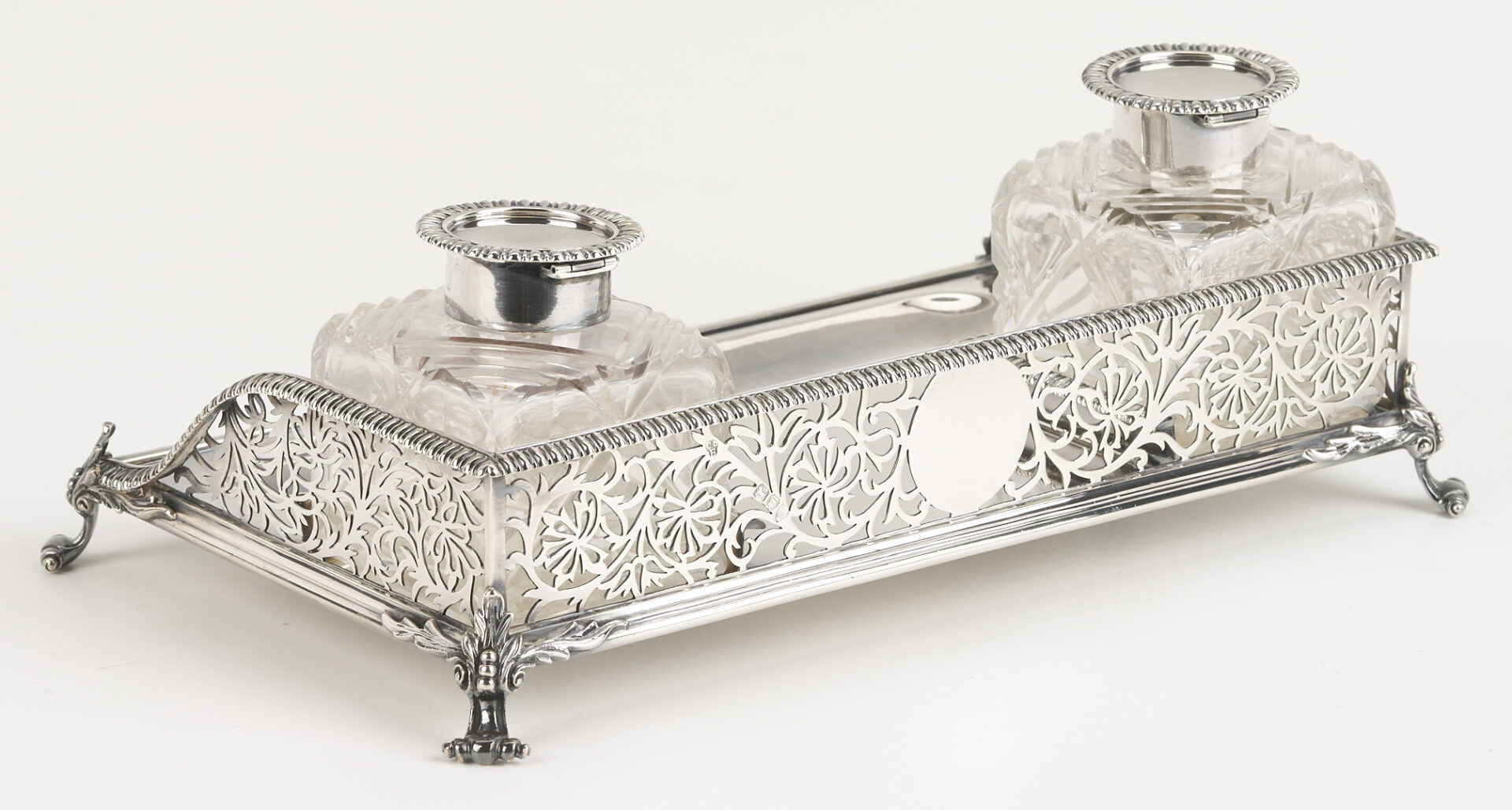 Lot 77: English Sterling Silver Inkstand