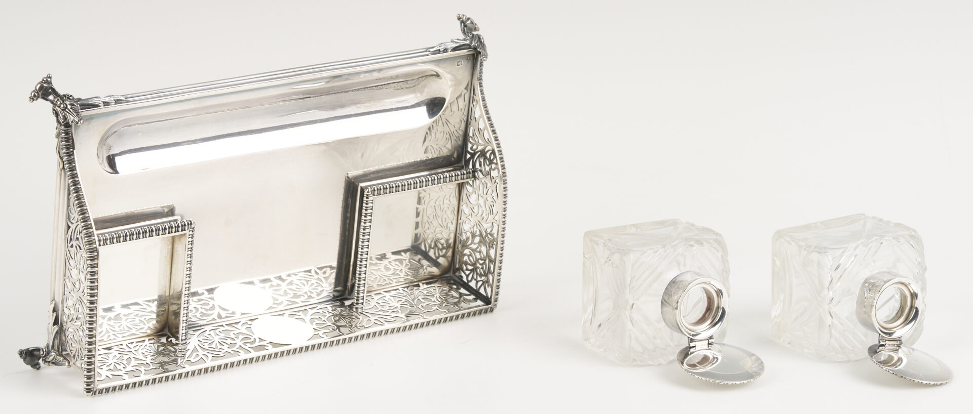 Lot 77: English Sterling Silver Inkstand