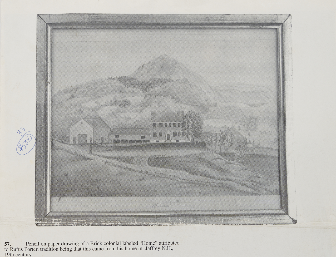 Lot 780: Pencil on Paper Drawing, attrb. Rufus Porter