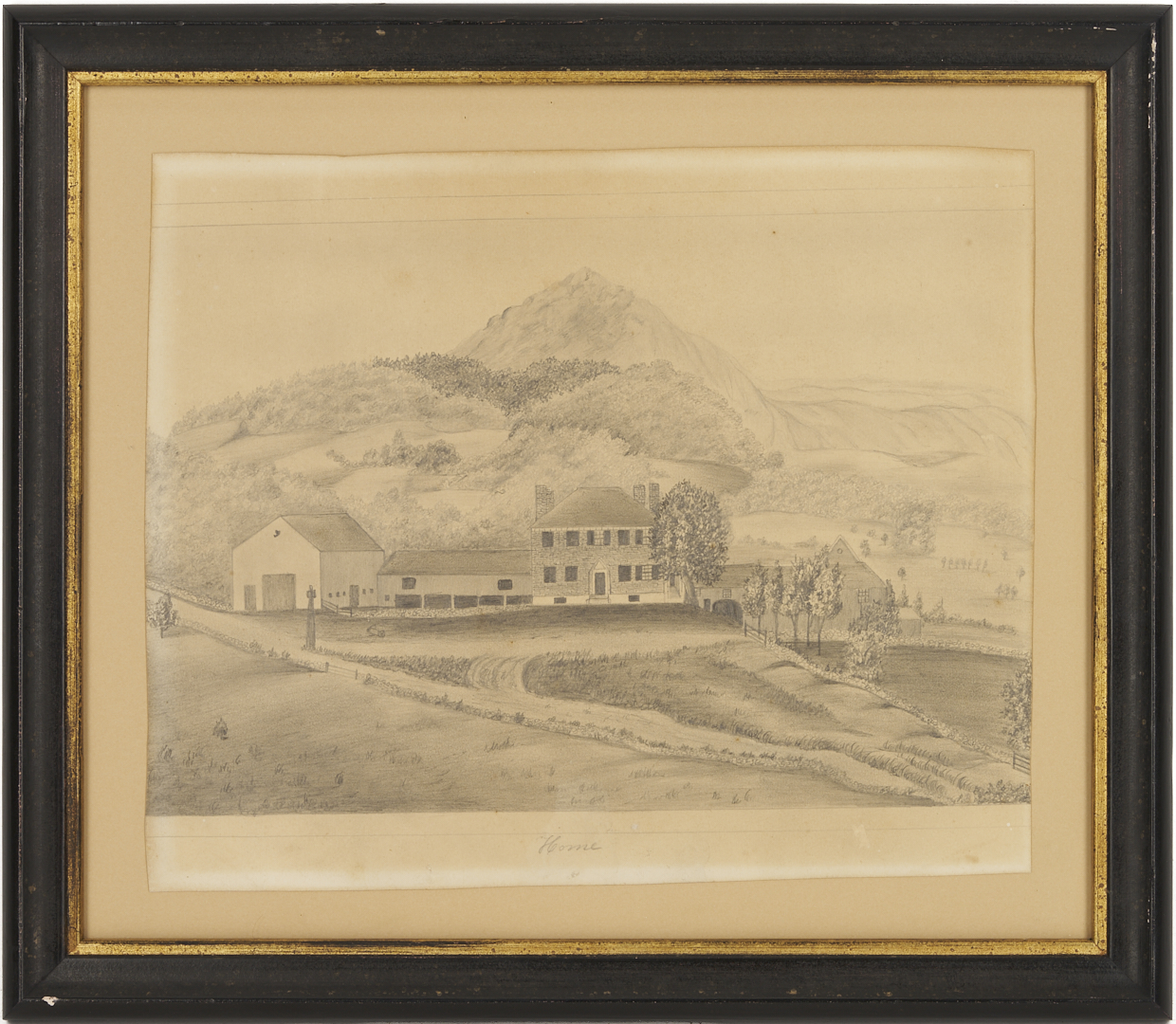 Lot 780: Pencil on Paper Drawing, attrb. Rufus Porter