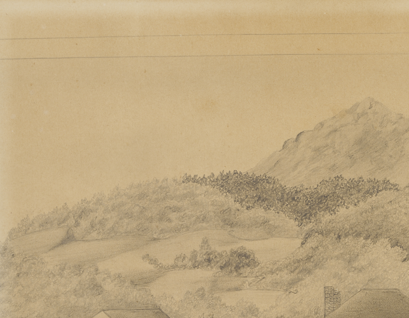 Lot 780: Pencil on Paper Drawing, attrb. Rufus Porter