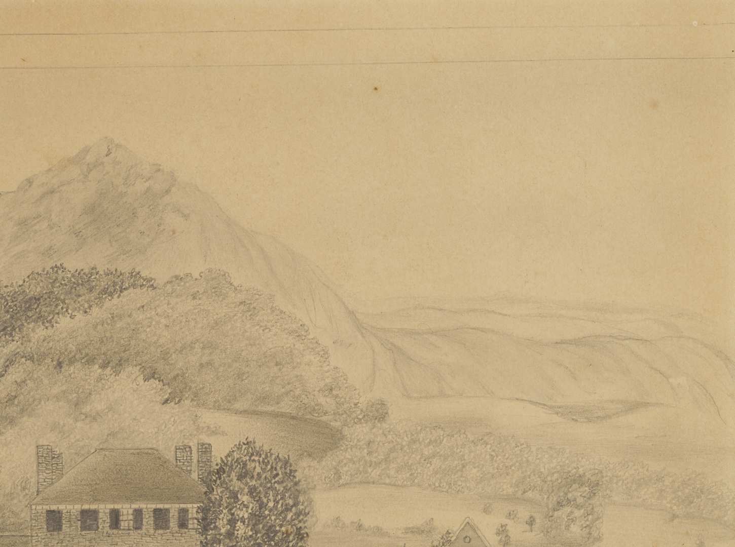 Lot 780: Pencil on Paper Drawing, attrb. Rufus Porter