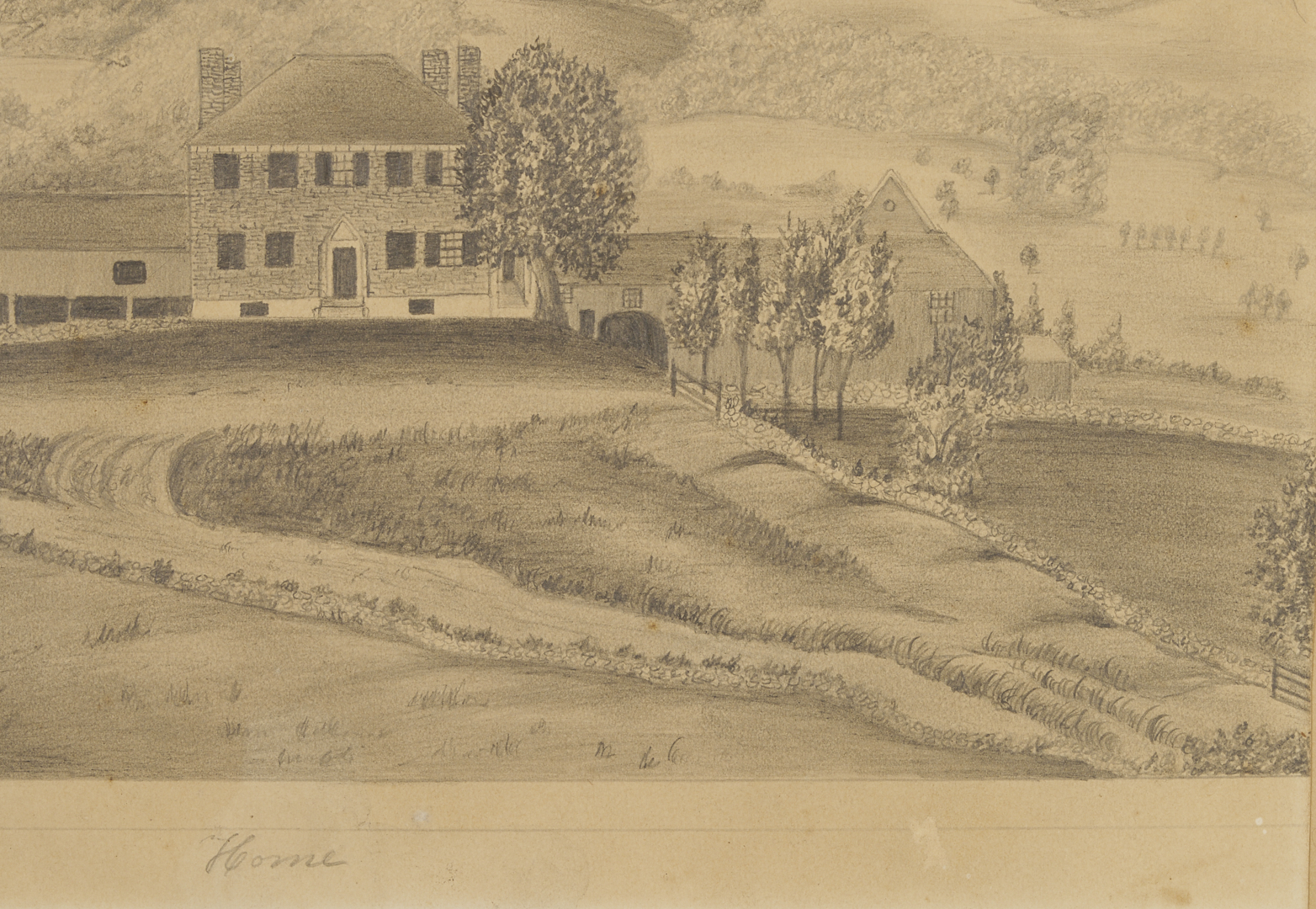 Lot 780: Pencil on Paper Drawing, attrb. Rufus Porter