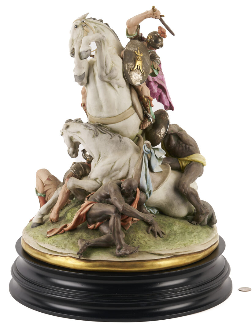 Lot 781: Large Capodimonte Ceramic Battle Sculpture