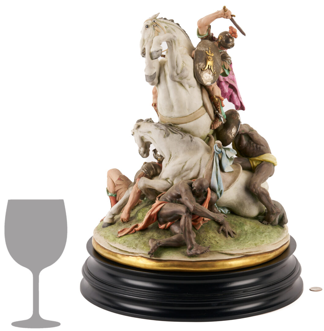 Lot 781: Large Capodimonte Ceramic Battle Sculpture