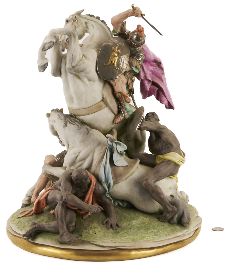 Lot 781: Large Capodimonte Ceramic Battle Sculpture